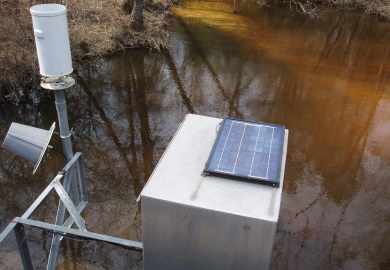 Gauges such as this one on the Lynches River could be installed on waterways around the state as part of a proposed project to monitor potential flooding in an SCDNR grant proposal to the FEMA and the South Carolina Emergency Management Division. (SCDNR photo)