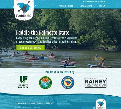 El nuevo sitio web GoPaddleSC incluye una amplia variedad de descripciones de 63 vías fluviales, 108 viajes en embarcaciones de remo, 390 puntos de interés y 612 puntos de acceso a ríos.