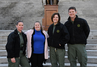 Representing the South Carolina Department of Natural Resources in the run is (left to right) Sgt. Raquel Salter, Cpt. Karen Swink and 1st Sgt. Earl Pope. (SCDNR photo by Kaley Nevin).