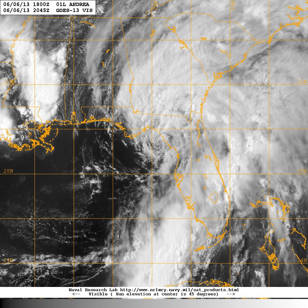 Andrea visible satellite image