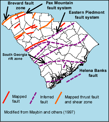 South Carolina Fault Map