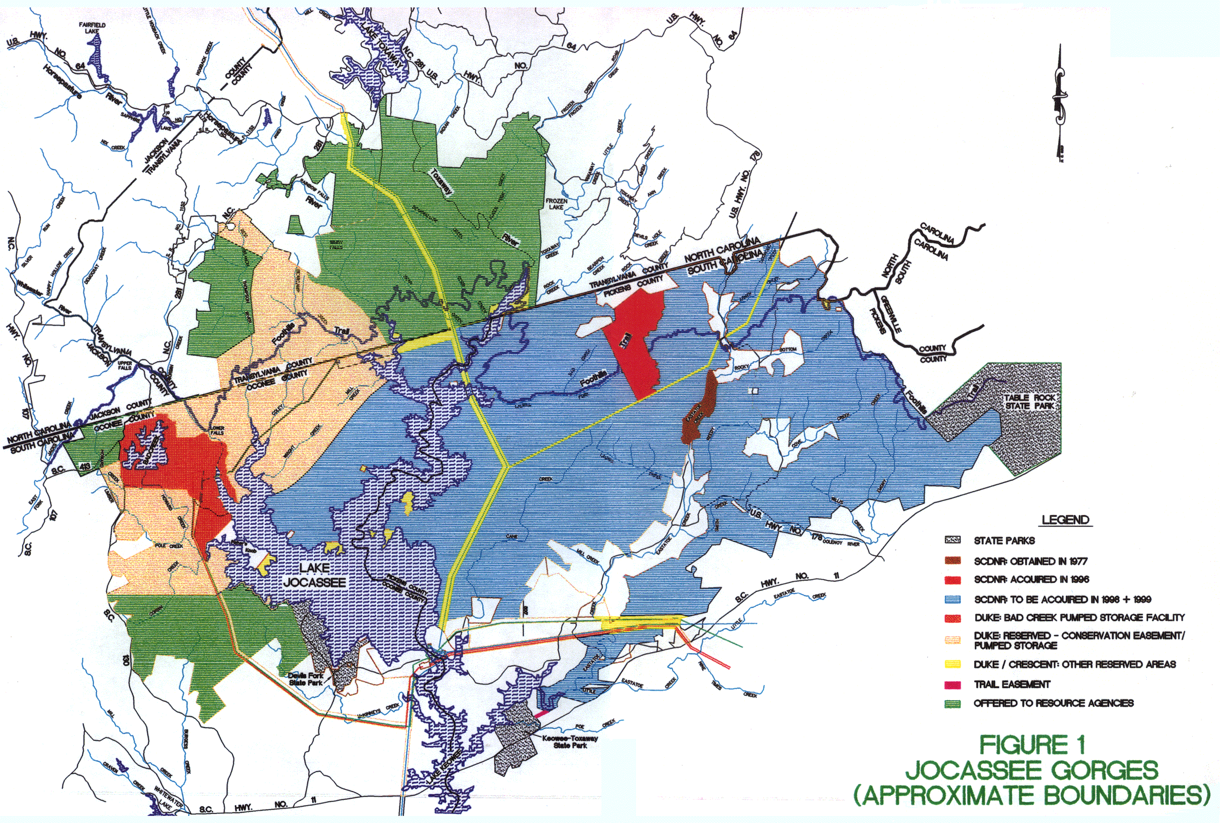 Map of Jocassee Gorges Project Lands