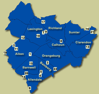Central Region Counties Map