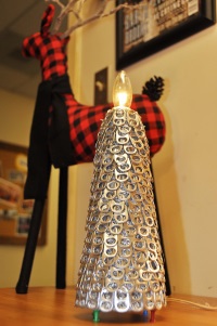 The silver Christmas tree was made with more than 300 soda pop tabs.