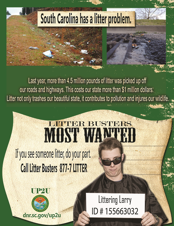 South Carolina has a litter problem.  If you see someone litter, do your part.  Call Litter Busters 877-7-Litter
