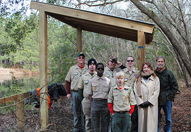 Covered shelter is on the Samworth Wildlife Management Area Nature Trail