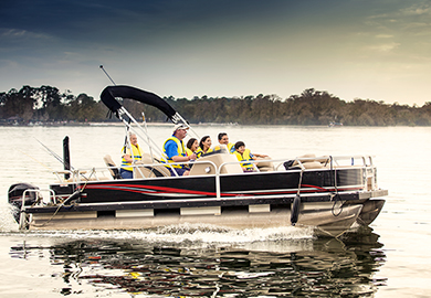 Group of people on a moving boat