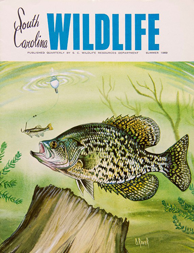 SCW magazine cover with black crappie illustration.