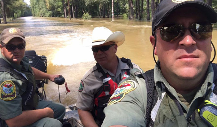 SCDNR's Barrett Baxter and Eric Vaughn conducted checks with Texas Game Warden Dayton Isaacs in East Texas on Sept. 3. SCDNR's Barrett Baxter and Eric Vaughn conducted checks with Texas Game Warden Dayton Isaacs in East Texas on Sept. 3.