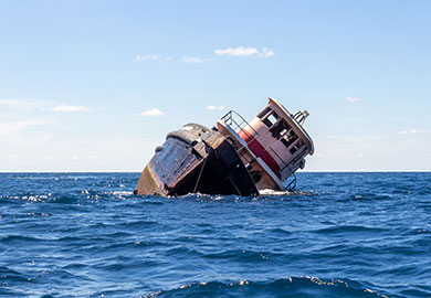 The tugboat Susan Richards begins to sink on June 28, 2019. (Photo: Emma Berry/SCDNR)