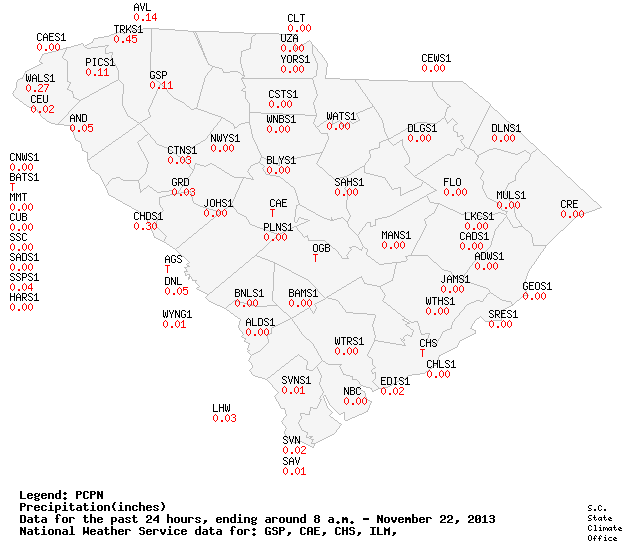 Sc Meteor Fall Map South Carolina State Climatology Office