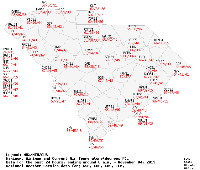 Sc Temperature South Carolina State Climatology Office