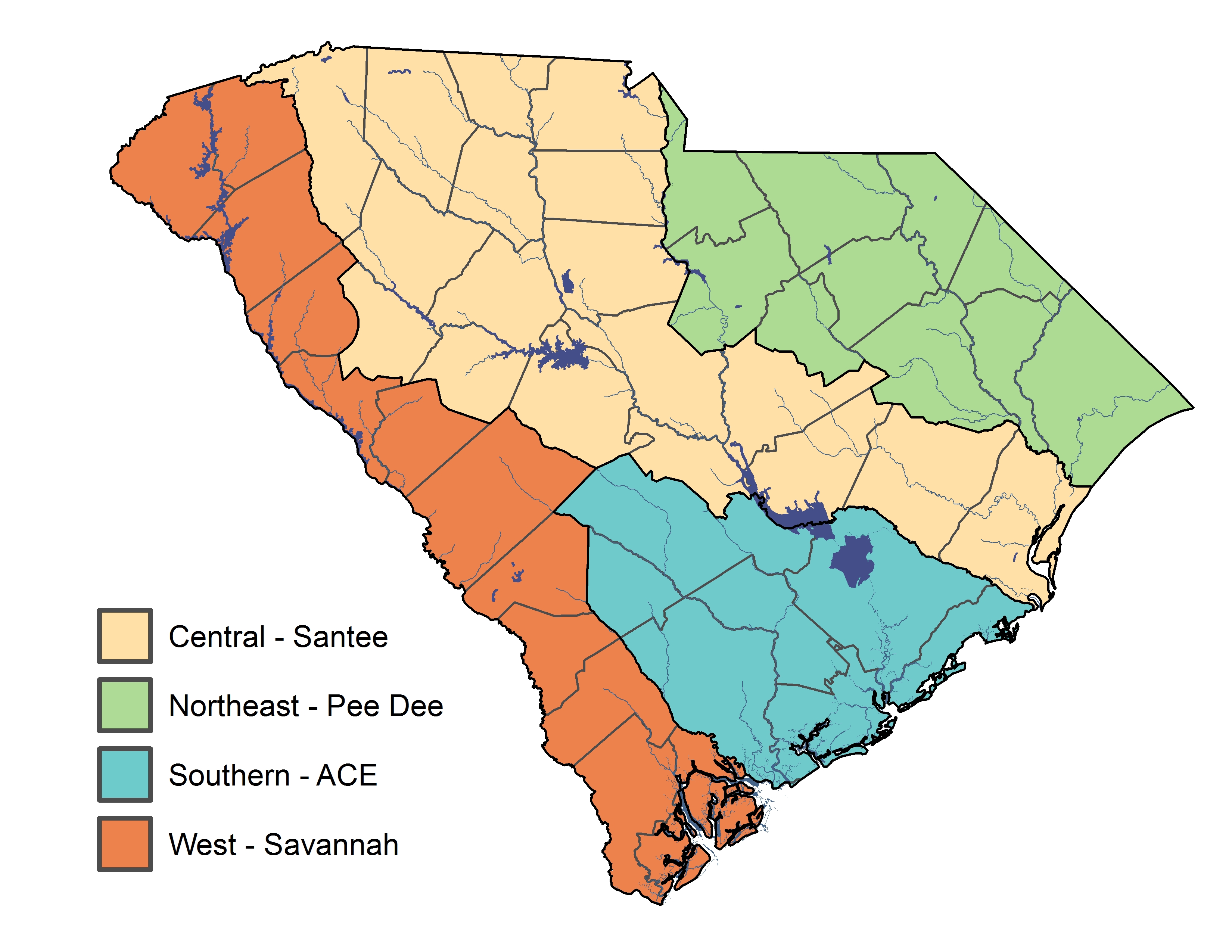 Map of South Carolina's DMAs