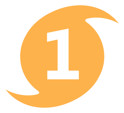Category 1 hurricane symbol, yellow orange with number 1 in the center.