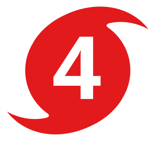 Category 4 hurricane symbol, red with number 4 in the center.