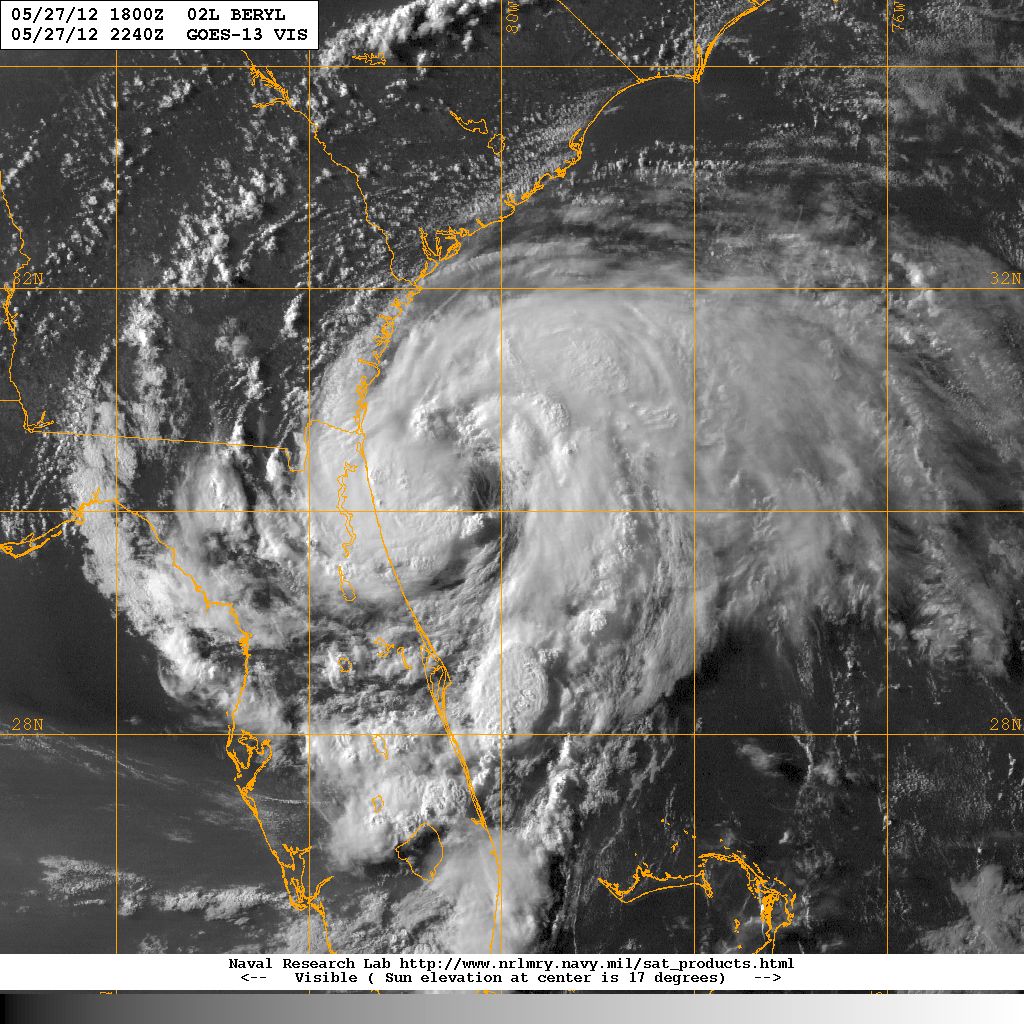 Beryl visible satellite image