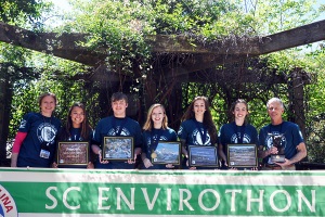 Spartanburg High School Team A recently won the South Carolina Envirothon competition held at the Sandhill Research and Education Center in Columbia. Team members and coaches are (from left) Coach Rebecca Gentry, Hannah Jordan, Matt Evans, Nan Miles, Isabella Goodchild-Michelman, Louise Franke and Coach Rob Wilder. Spartanburg's Team A will compete in July at the National Conservation Foundation's Envirothon in Pocatello, Idaho.