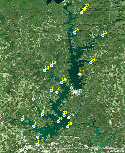 Lake Hartwell Fish Attractors Map