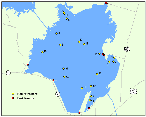Lake Moultrie Fish Attractors Map