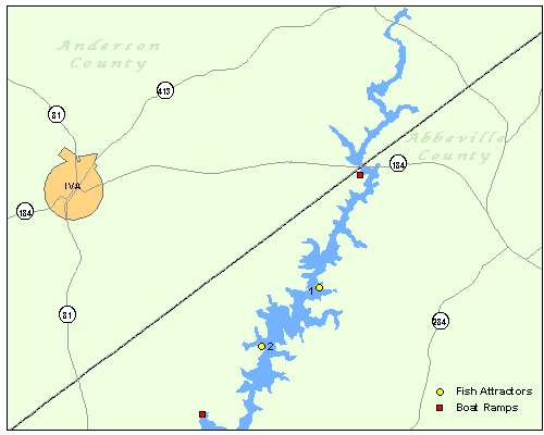 Lake Secession Fish Attractors Map