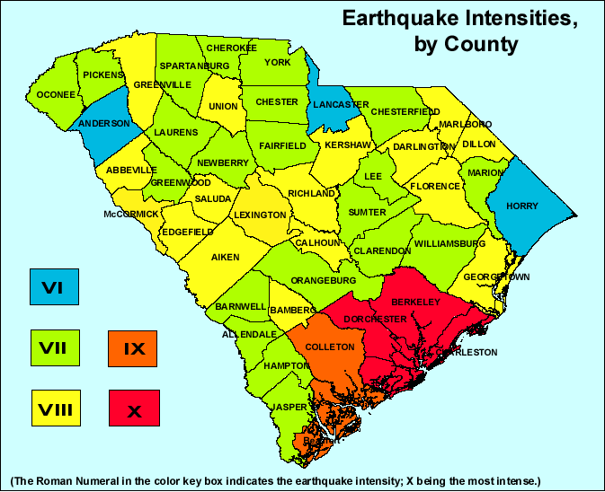 SC Earthquake Intensity Map