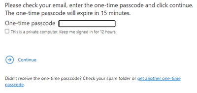 enter one time passcode example