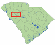SC State Map with Lake Greenwood highlighted