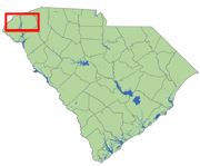 SC State Map with Lake Keowee Highlighted