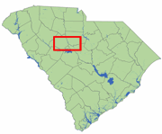 SC State Map with Lake Monticello Highlighted