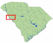 SC State Map with Lake Russell Highlighted