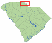 SC State Map with Lake Wylie Highlighted