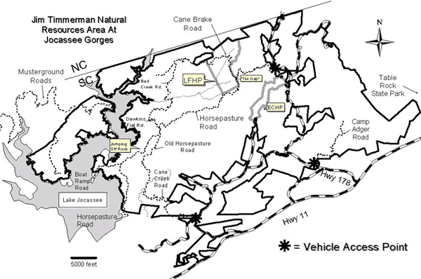 Map of Jocassee Gorges Area