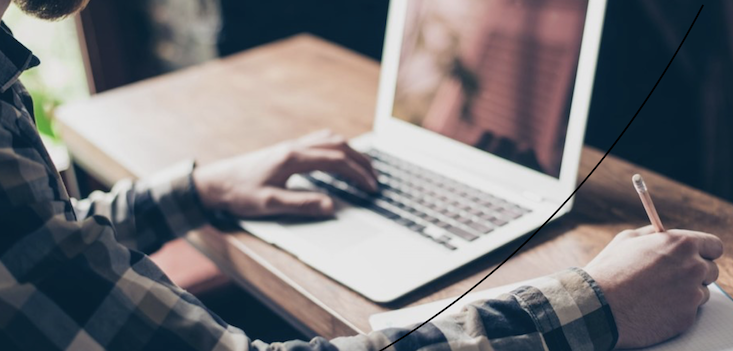 A worker using a laptop