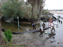 Image of field crew setting up fyke net