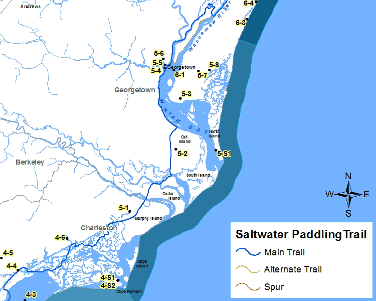 Winyah Bay Fishing Map Scdnr - Southeast Coast Saltwater Paddling Trail