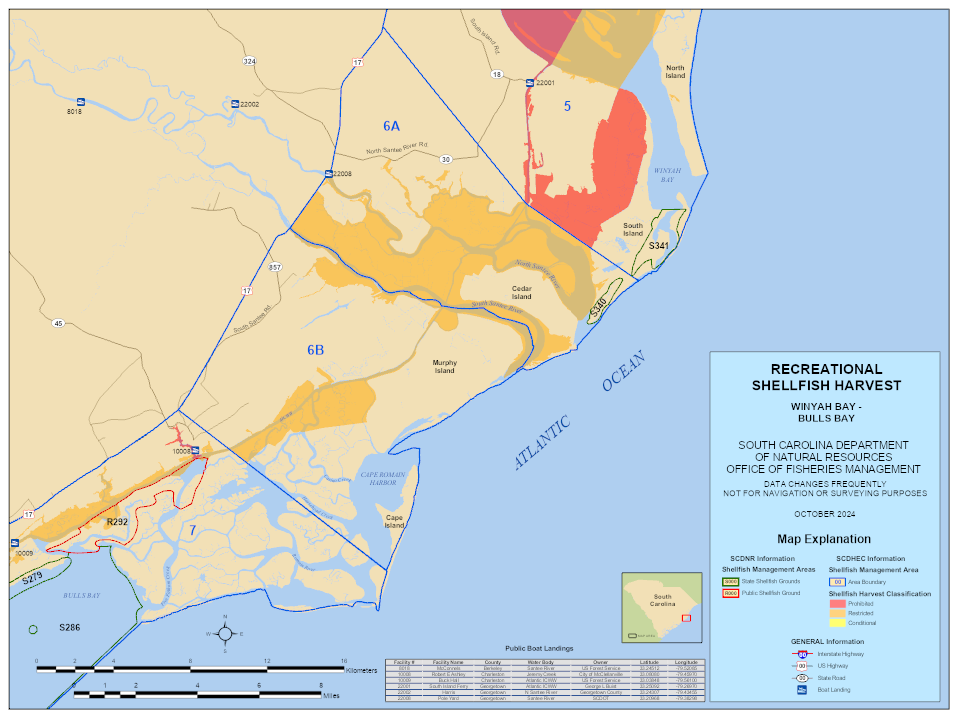 Recreational Harvesting Grounds - Bulls Bay to Winyah Bay