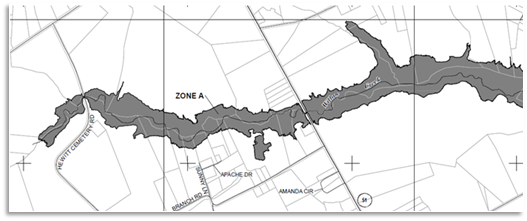 Approximate A study image Map of Special Flood Hazard Area labeled Zone A