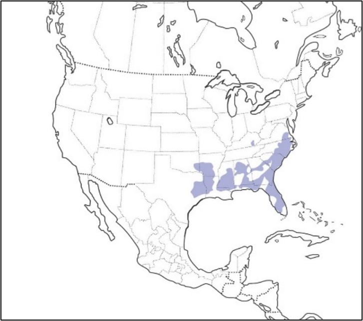 map highlighting sections on south eastern part of the united states